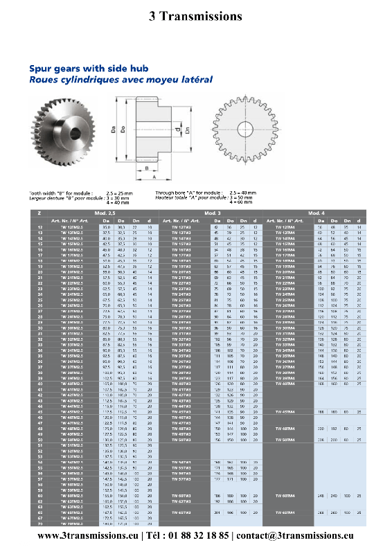 Engrenage acier denture droite module 2,5 module 3 module 4_1