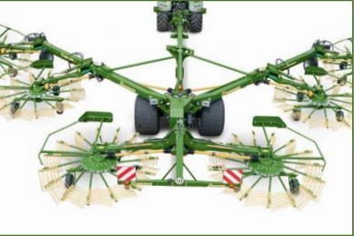 Machine agricole Swadro 2000 pour andainage avec six rotors et guidage intelligent