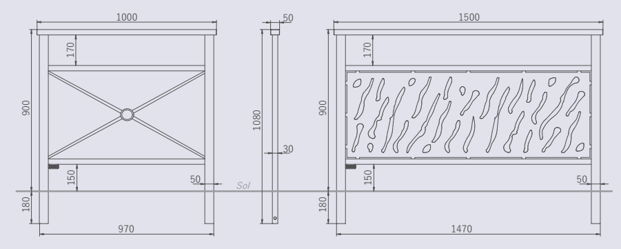 Barrière Venise en tôle découpée - ref 206820 - Acier, différentes longueurs et finitions peinture_1