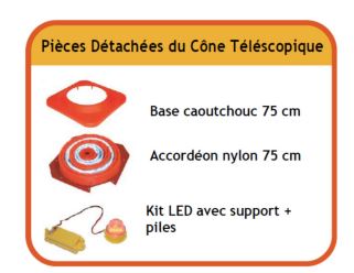 Cône de chantier temporaire pliable en nylon - K5a - 750 mm avec bandes classe 2 et kit LED_1