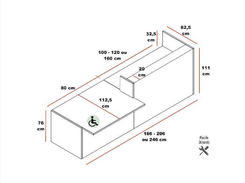 Banque d'accueil design avec accès PMR Z2 - Officity - Droite, 186, Orme blanchi_1