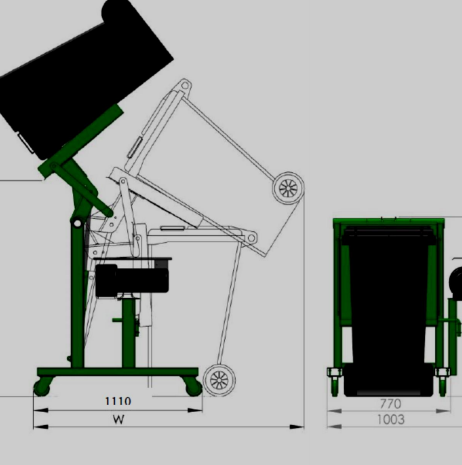 Basculeur de Bac de 120 à 360 litres à construction légère et à roues mobiles  - Harmony T1_1