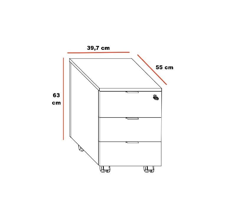 Caisson mobile 3 tiroirs Pigreco - MARTEX. - 3 tiroirs, Noyer naturel_1