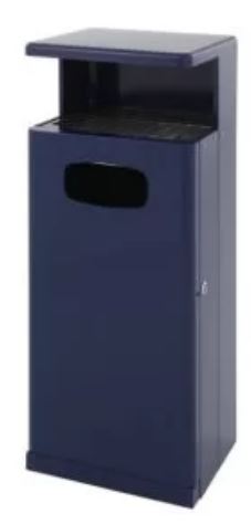 Corbeille extérieure avec auvent - Poubelle-cendrier en aluminium thermolaqué - Liner 30x30 cm - Hauteur 59 cm - Anthracite/Bleu_1