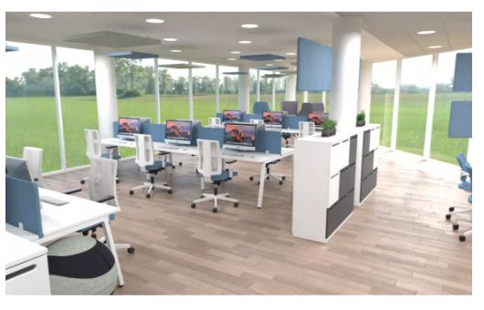 Cs-a - Bureau open space 4 personnes - Kollori - Sobre et design avec piétement A et plateau coulissant_1