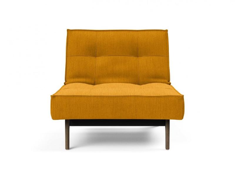Innovation Living - Fauteuil-lit convertible Splitback Eik 90x115 cm - Pieds chêne noyer - Tissu Elegance Burned Curry_1