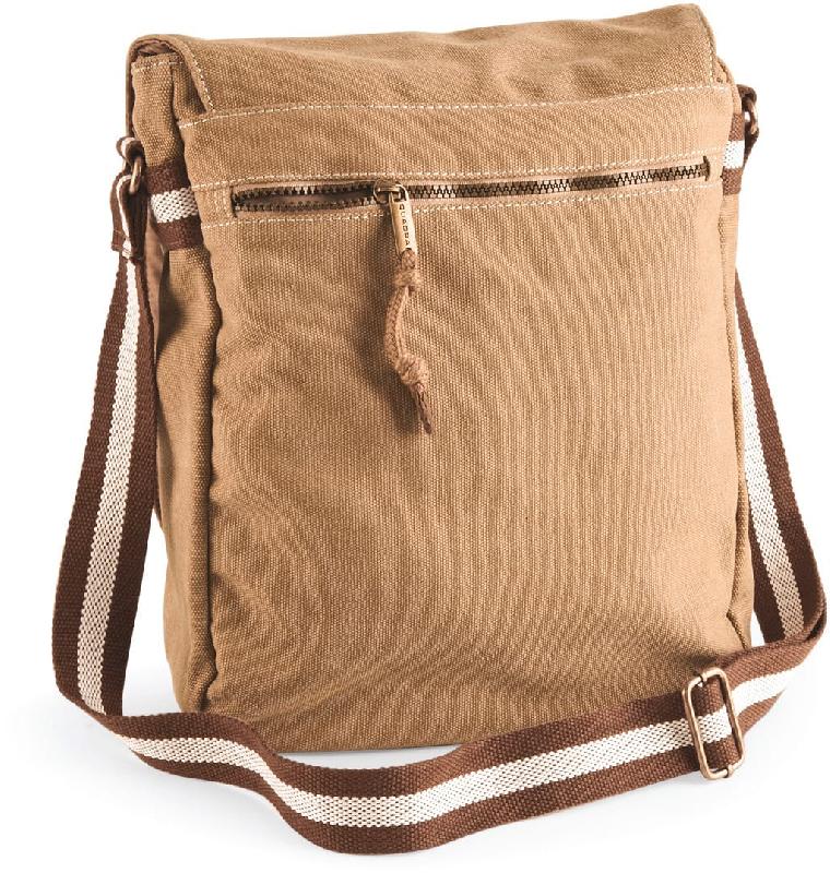 Sac messager Vintage - Réf: QD611 - Grosse toile Canvas - Marque Quadra - Couleur Sahara_1