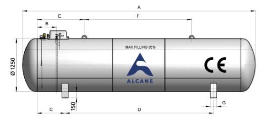 Citerne aérienne pour GPL avec un diamètre de 1250 mm
