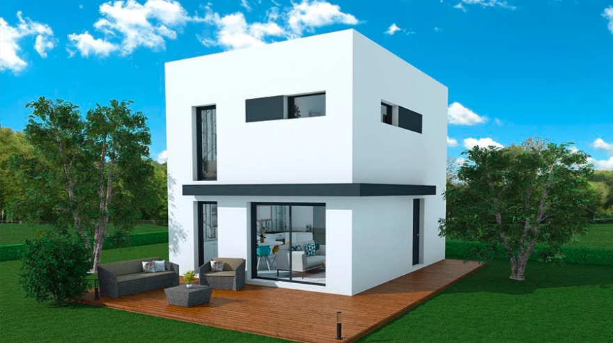 Maison à ossature en bois à étages cool 3 / surface habitable 68 m² / surface brute 90 m² / 3 pièces / toit plat_2