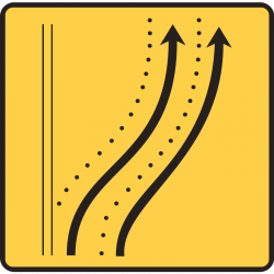 Panneau voirie temporaire KD8 ex6 - Changement de chaussée ou de trajectoire sur deux voies - WP Signalisation_1