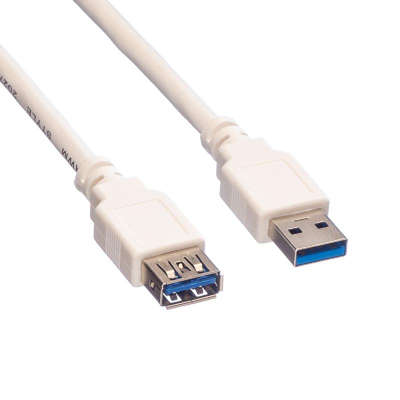 VALUE Câble USB 3.2 Gen 1 Type A-A, M/F, blanc, 0,8 m_1