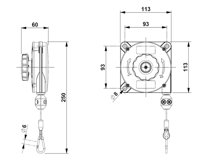 Équilibreur EQ2 - boîtier en fonte d'aluminium - réglage facile - filin acier ou textile haute résistance_1