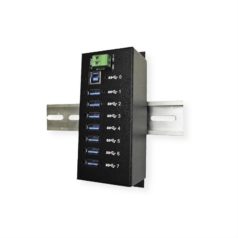 EX-1187HMVS hub USB 3.2 Gen1 à 7 ports, kit rail DIN_1