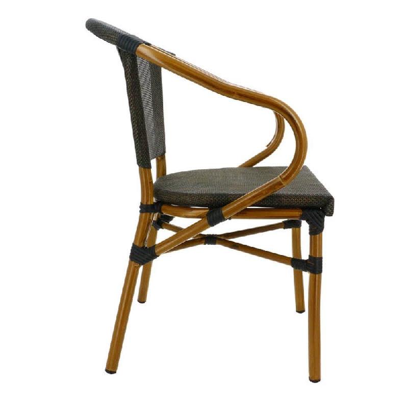 Fauteuil empilable d'extérieur en aluminium et textylène Biarritz bronze_1