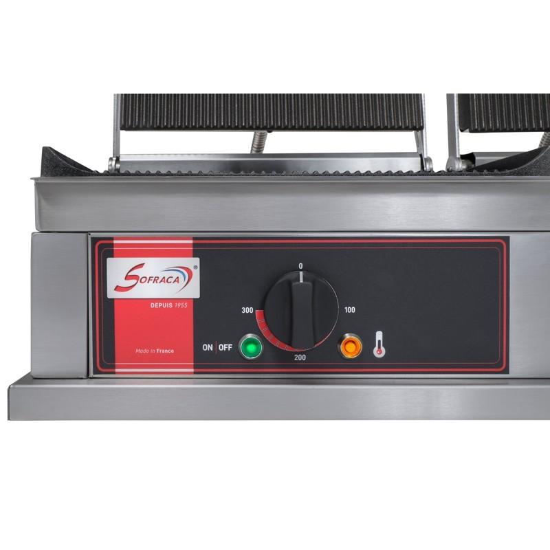 Grill panini double Petit modèle 2x(260x240)mm 4 plaques rainurées Sofraca_1