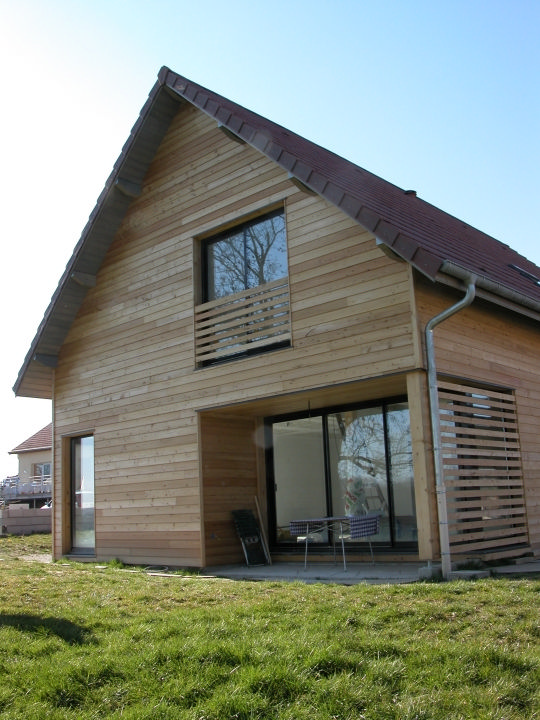 Maison à ossature en bois SARAH - demi-niveaux - toit double pente_2