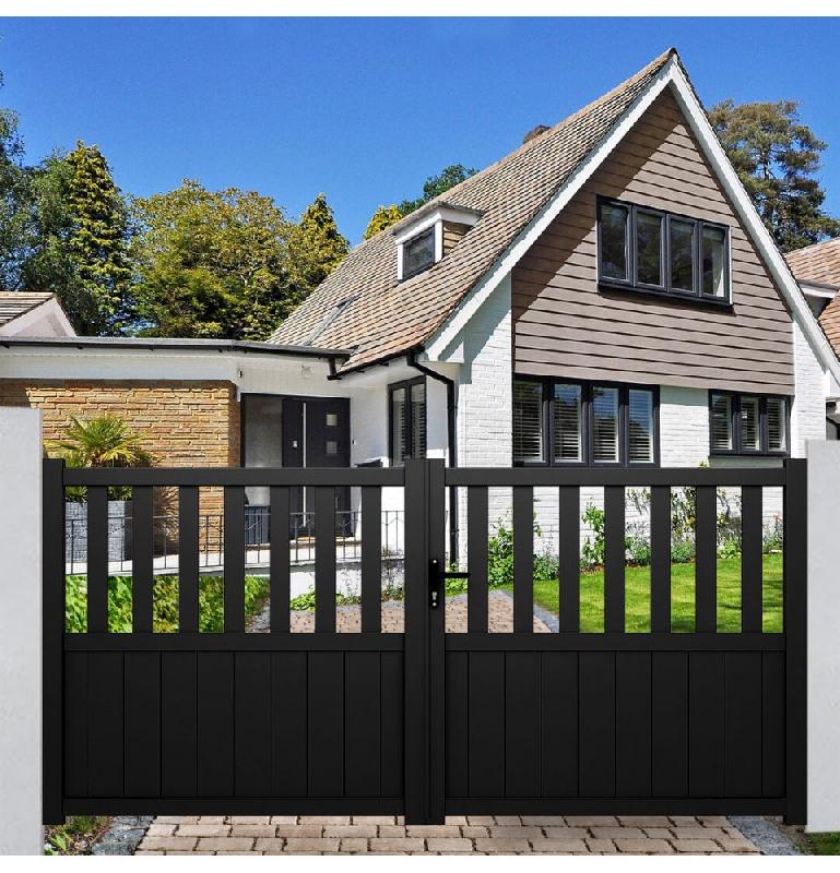 Portail aluminium Valence - battant ou coulissant - gris anthracite RAL 7016 - portval300160g_1