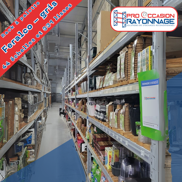 Rack à palette - 44 échelles, 331 lisses, plateaux bois et caillebotis inclus - Feralco_1