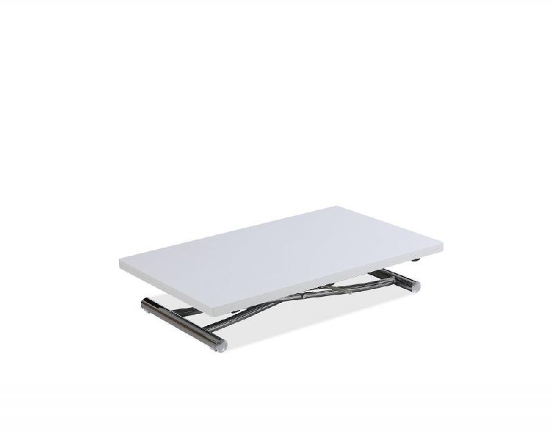 Table basse relevable extensible Trendy - mélaminé chêne blanc avec pied chromé - 110 x 70/140 cm_1