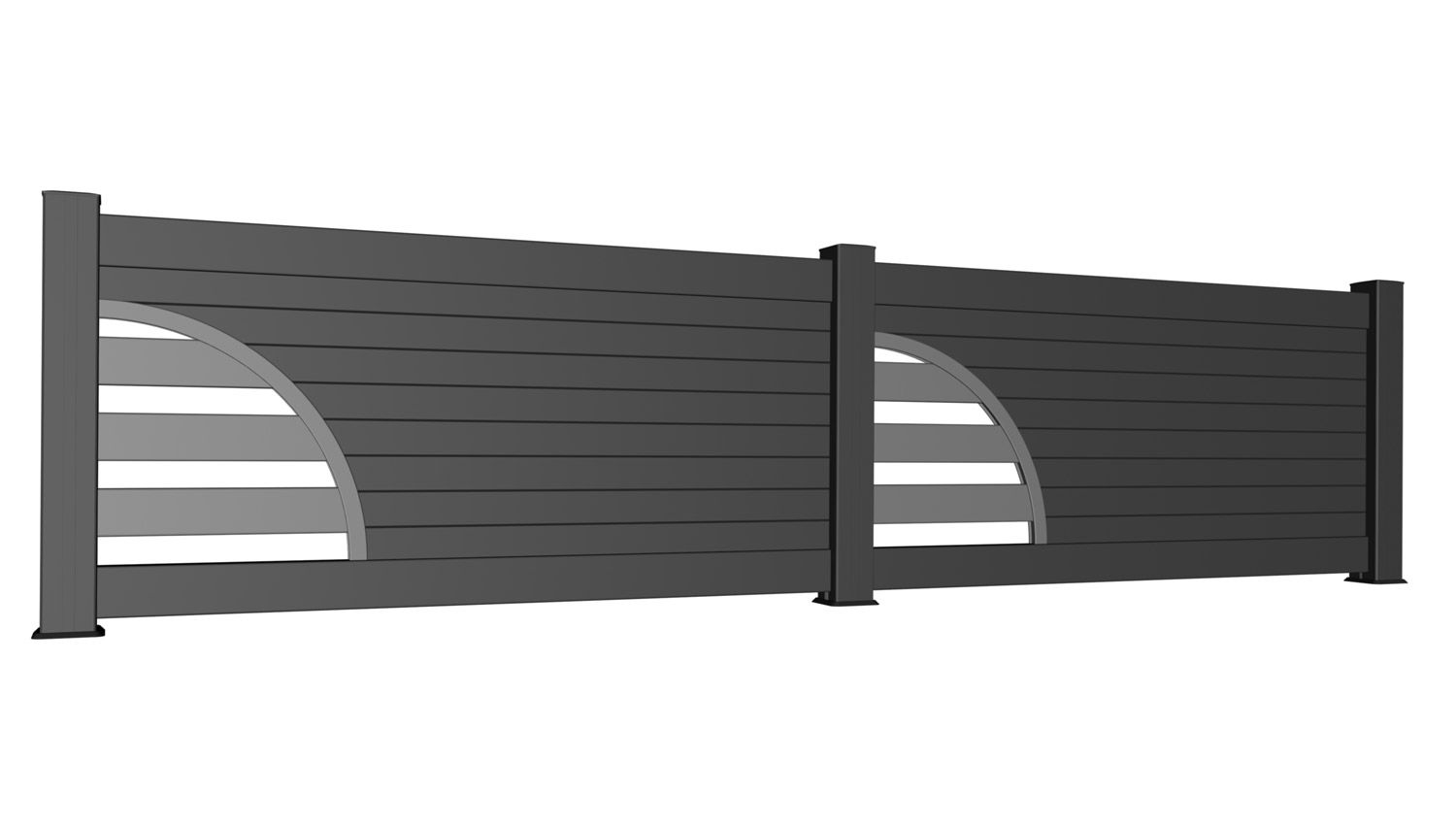 Fidis - Clôture en aluminium semi-ajourée - Lames droites avec coins arrondis - RD Productions_1