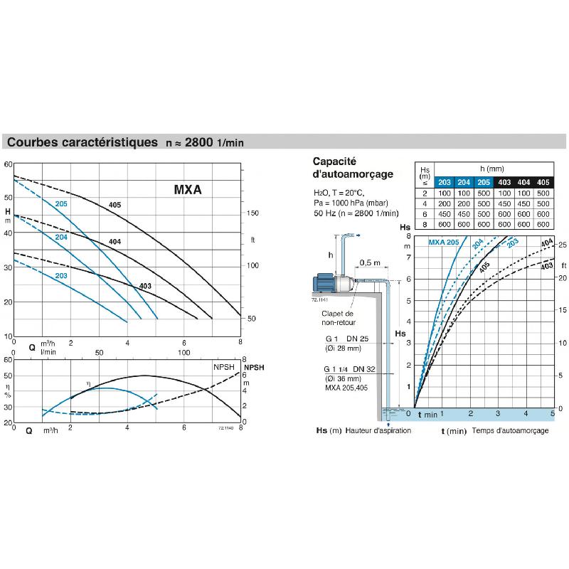 Pompe à Eau Multicellulaire Auto-Amorçante Calpeda MXAM 204 - Inox 0,55 kW, 4,5 m3/h, 220V - Pompe de Surface pour Jardin et Maison_1