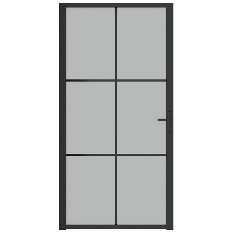Vidaxl porte intérieure 102,5x201,5 cm noir verre mat et aluminium 350559_1