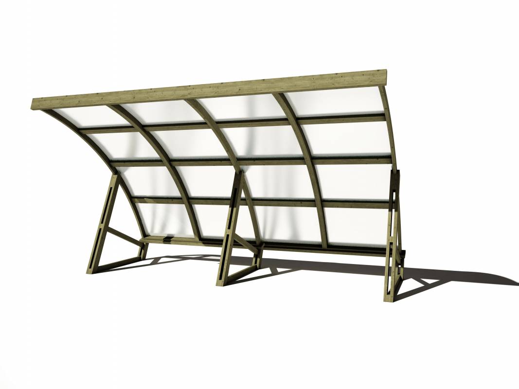 Abri vélo semi-ouvert / structure en bois / pour 10 vélos_1