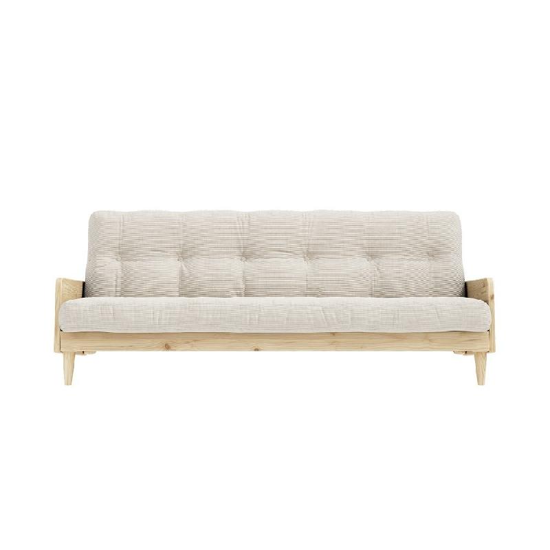 CANAPÉ 3 PLACES CONVERTIBLE INDIE STYLE SCANDINAVE FUTON IVOIRE COUCHAGE 130*190 CM._1