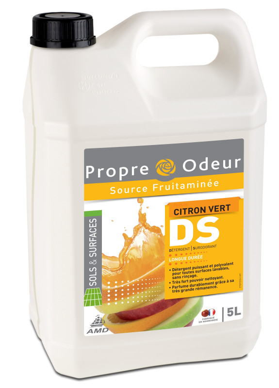 Ds5 detergent surodorant tres concentre toutes surfaces ph:7 propre odeur parfum citron vert bidon de 5l_1