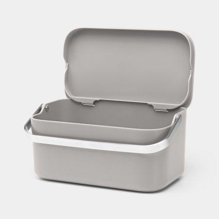 Poubelle composteur de cuisine avec poignée en acier inoxydable - Modèle de table de 1,8 Litres - SinkSide Brabantia - Mid Grey_1