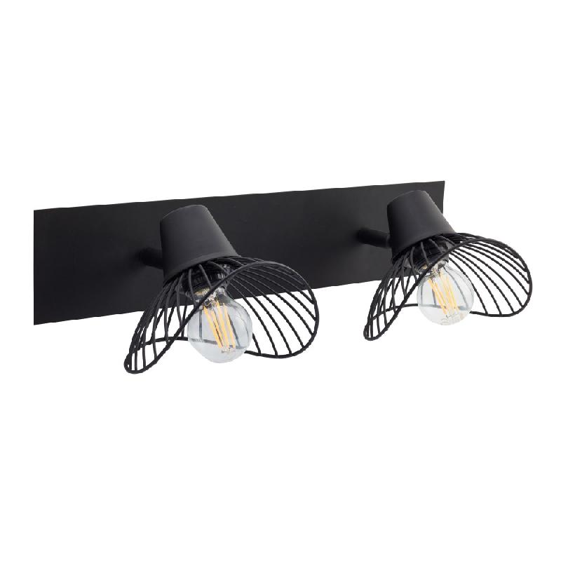 Rampe 2 spots industriel - métal noir - SEYNAVE Kasteli - orientable - culot E14 - longueur 40 cm_1