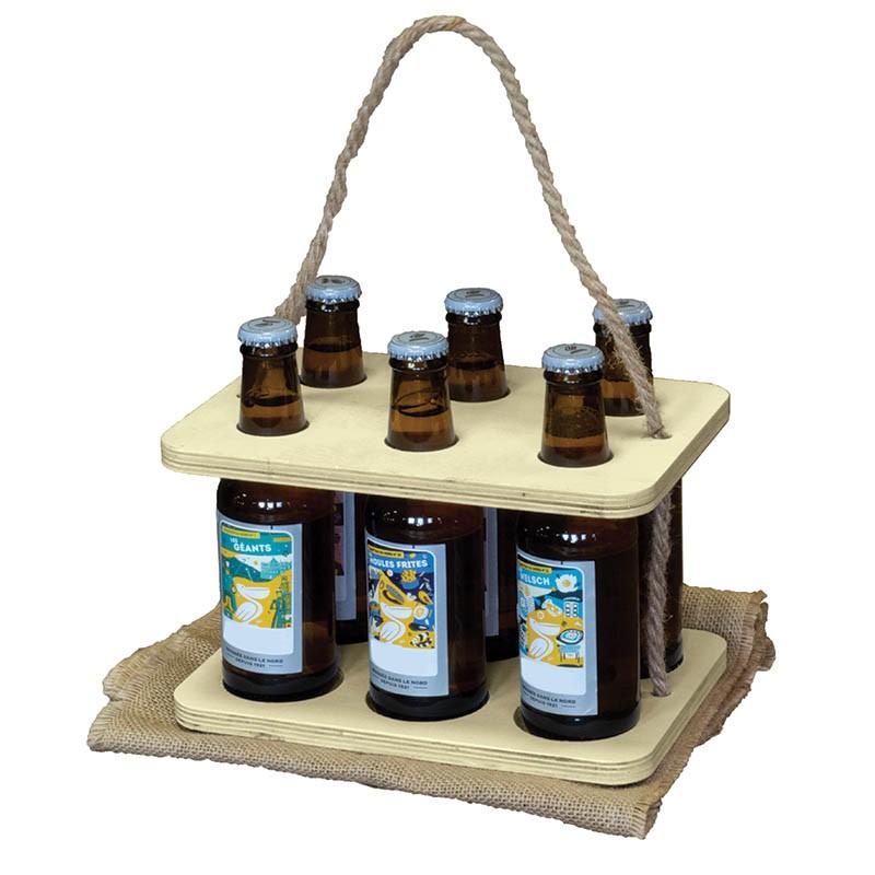Serviteur bois 6 bières 24x16.5x2.6cm -_1