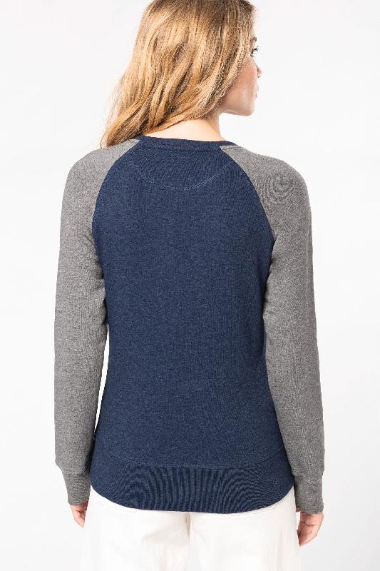 Sweat-shirt French Terry Bio bicolore col rond manches raglan femme - Réf: K492 - Kariban_1