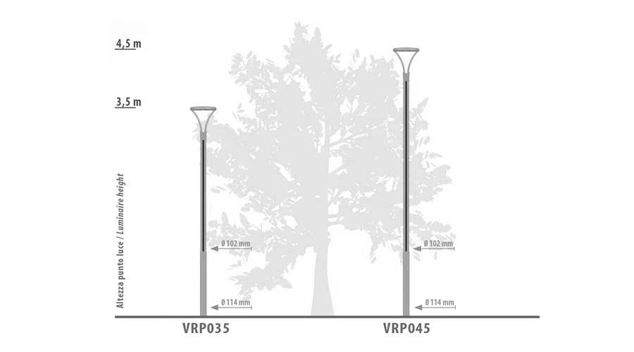 Vesta Ral Pole - poteau d'éclairage urbain cylindrique en acier et aluminium - GMR Enlights - avec décorations LED_1