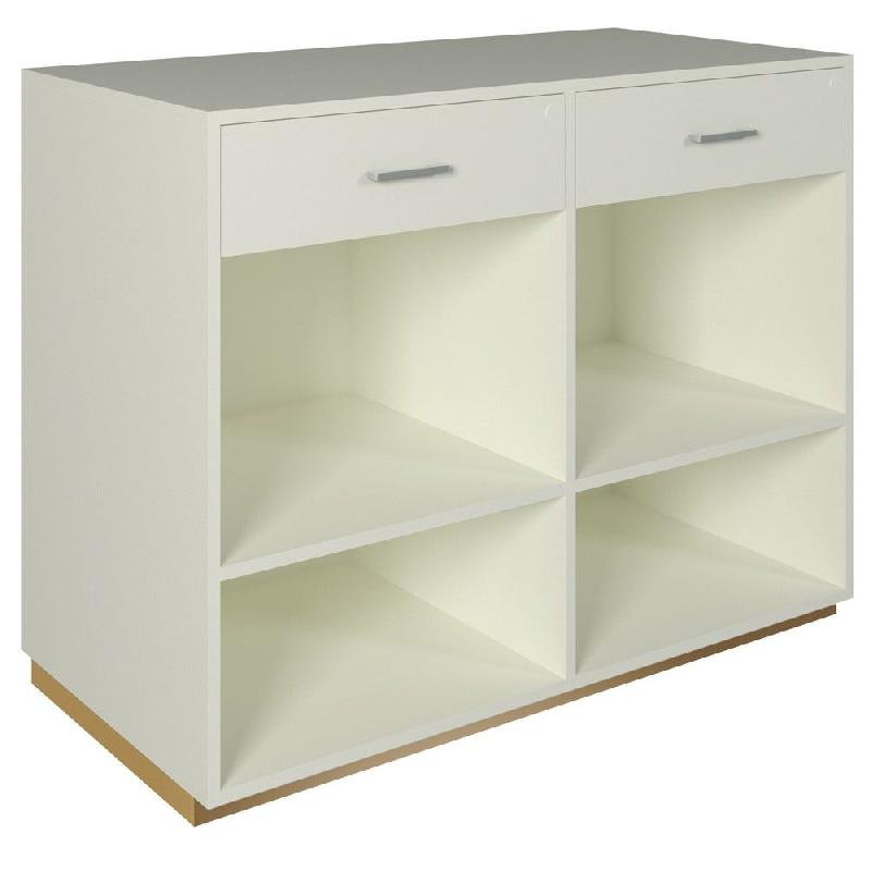 Comptoir 120x60x93,8cm/reposac 70x20xH12cm blanc mat - 2tir.2tabl. - blanc mat_1