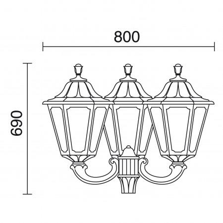 Luminaire extérieur pour mât 3 bras - Indura BIG 6 - IP55 - GX53 9x7W Noir_1