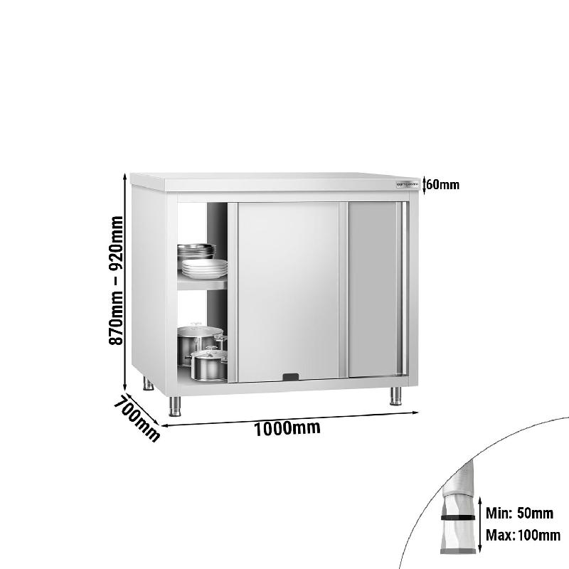Meuble bas inox central traversant passe-plat P 700 mm - 1000_1