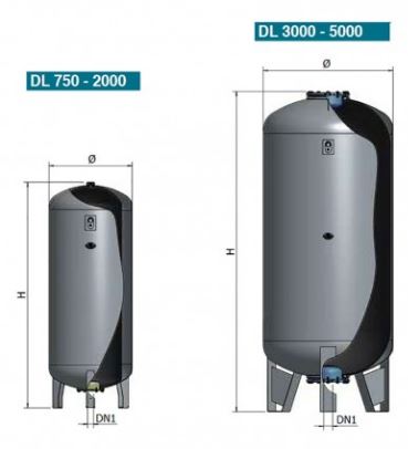 Réservoir à vessie interchangeable vertical ELBI DL - 750 à 3000 L - Pression 16 bars_1