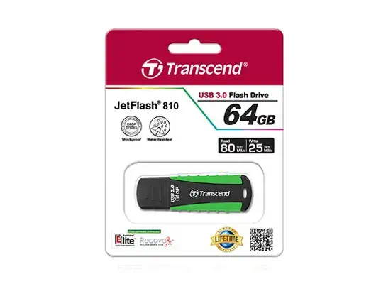 Transcend JetFlash 810 64GB USB 3.0 lecteur USB flash 64 Go USB Type-A 3.2 Gen 1 (3.1 Gen 1) Noir, V_1