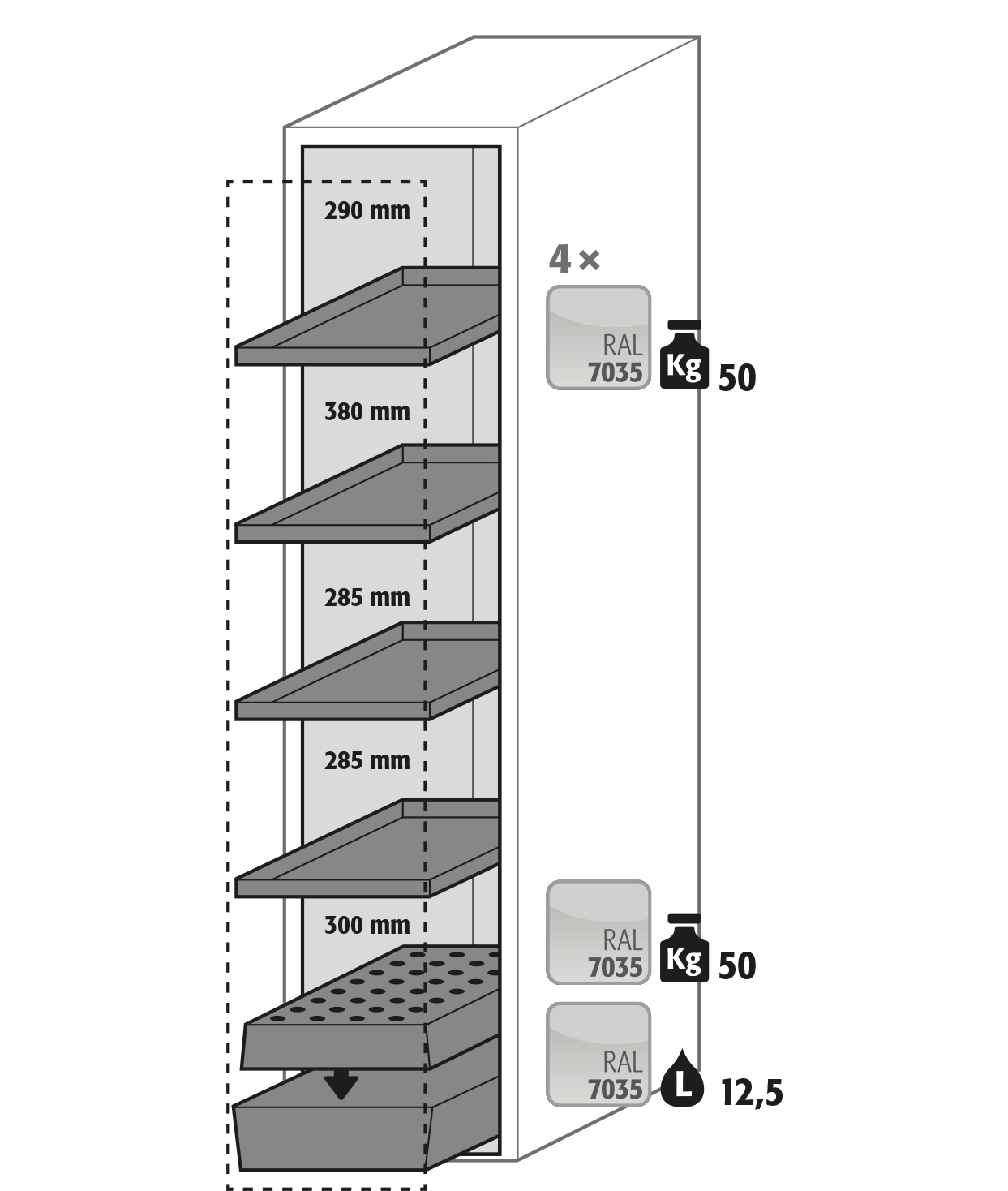 Armoire de sécurité V-MOVE-90 modèle V90.196.045.VDAC:0012 - Réf 35034-005-35100 - Type 90 avec tiroirs verticaux et système de fermeture automatique_1