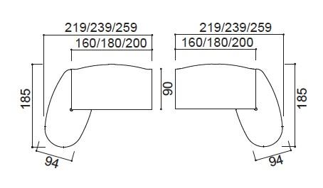 Bureau de direction X time Ring avec convivialité en verre - Quadrifoglio - 219, Noyer canaletto, Droite_1