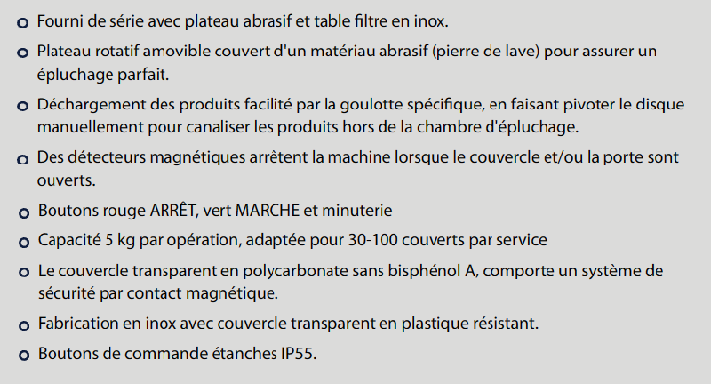 Éplucheuse professionnelle 5 kg - table filtre inox - plateau abrasif - Dito Sama DT5STN_1