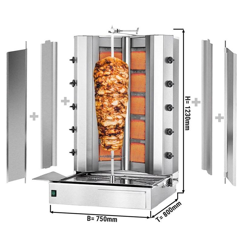 Grill Döner kebab gaz forme en V 2x5 brûleurs max 120 kg - moteur en bas_1