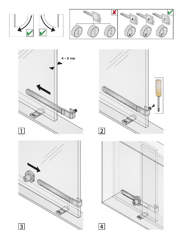 Serrure de vitrine en acier nickelé en applique HETTICH - axe 22 mm - pour porte en verre_1