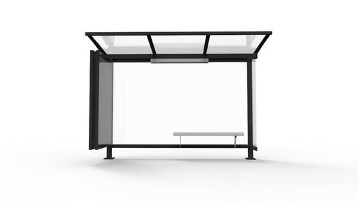 Abri bus meltin / structure en acier / bardage en verre sécurit / avec banquette / 350 x 250 cm_1