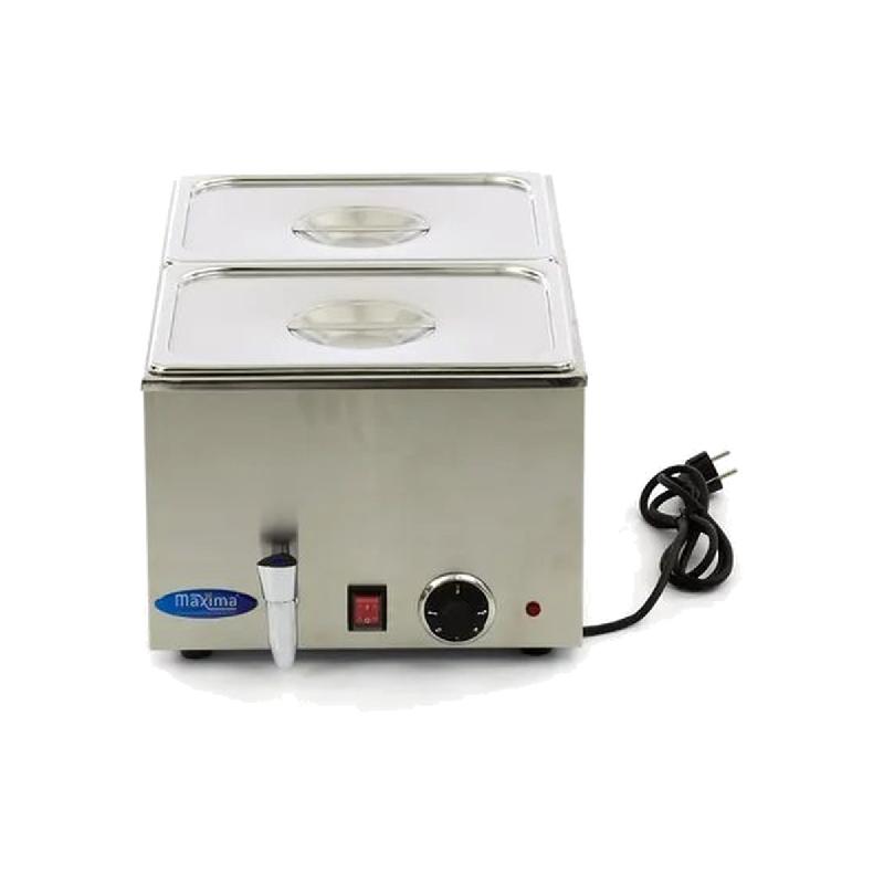 Bain-marie électrique professionnel - 2 x GN 1/2 - avec robinet de vidange - Bacs GN inclus | Maxima_1