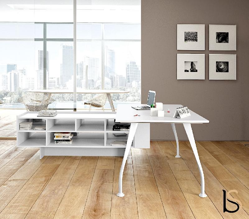 Bureau de Direction Segno avec crédence - Dellarovere - Blanc, 210_1