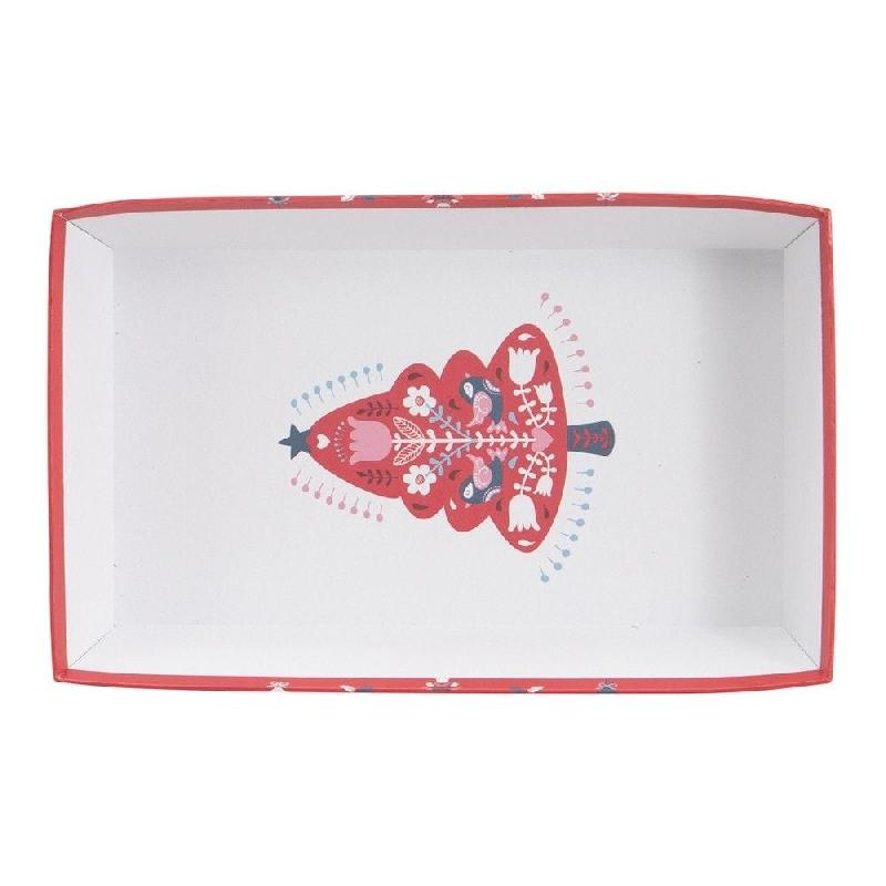 Corbeille carton kraft Scandinave rouge 33x20x7cm_1