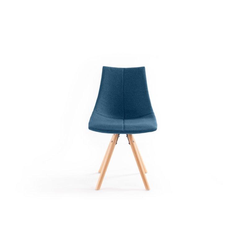 Lot de 2 chaises Sylvain - tissu bleu et pieds en hêtre naturel - design chic et confortable_1