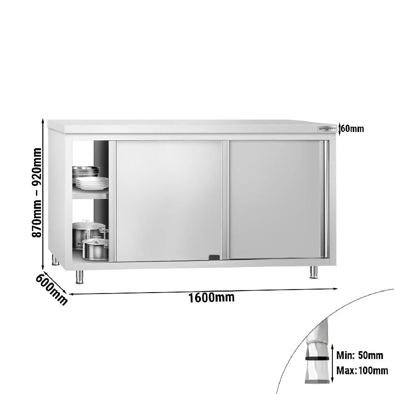 Meuble bas inox central traversant passe-plat P 600 mm - 1600_1